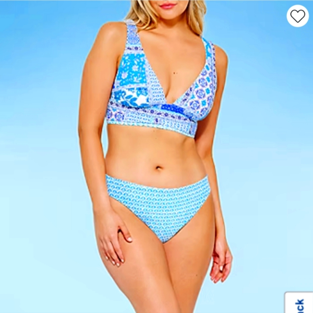 Mynah Midkini 2-pc Swimsuit Top and Bottom Reversible Size L 10-12